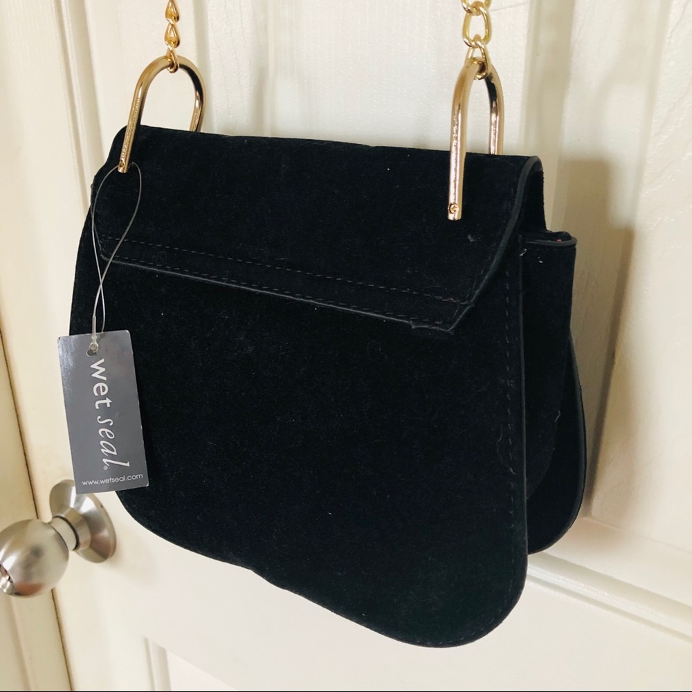 Black Velvet Crossbody Bag